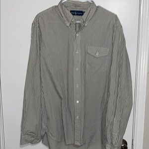 Ralph Lauren Men's Black Striped Classic Bleecker Shirt Large